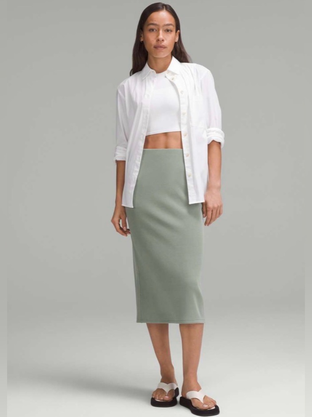 Lululemon NWT softstreme hr midi skirt Grey eucalyptus 6 MSRP$98